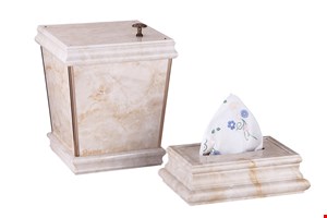 ست سطل و دستمال مرمر کرم استخوانی زوار مسی