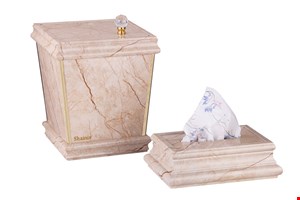 ست سطل و دستمال مرمر کرم رگه جگری زوار طلایی
