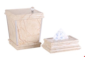 ست سطل و دستمال مرمر کرم رگه جگری زوار نقره ای 
